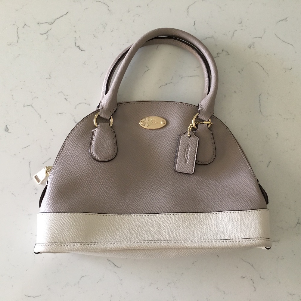 Coach two tone leather hand bag with strap